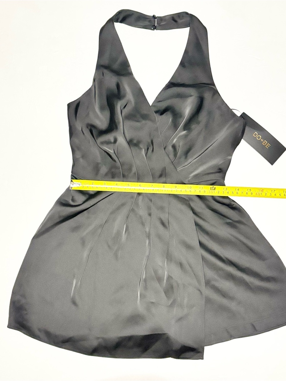 DO+BE Black Halter V-Neck Satin Mini Dress - Picture 7 of 8
